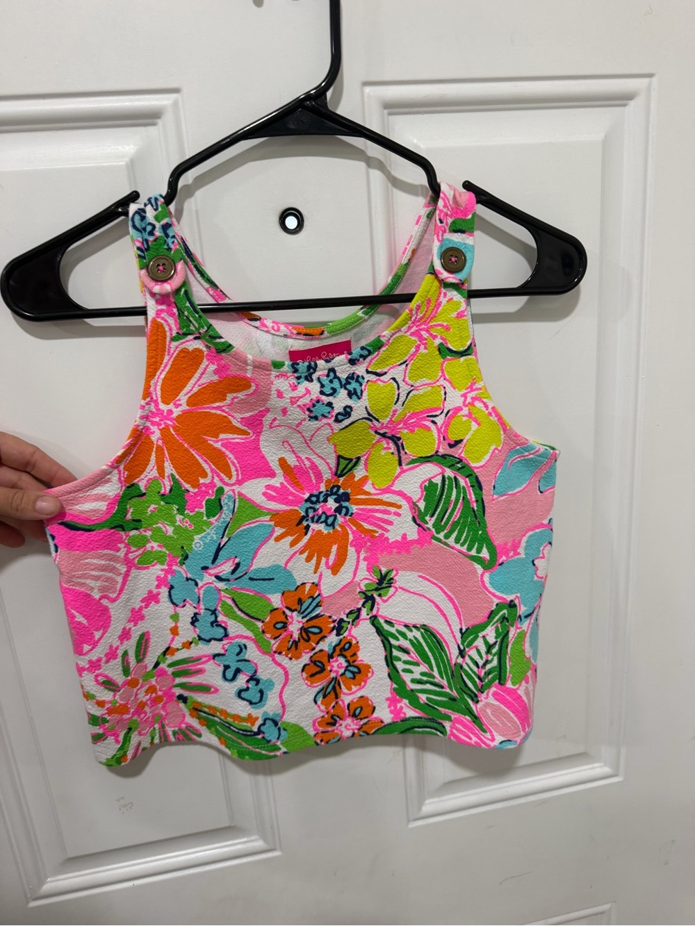 Lilly Pulitzer Pink Multicolor Floral Button-Strap Tank